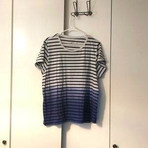 3x J Crew Collector T Shirt, white to blue ombre with navy stripe